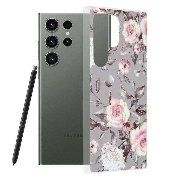 Husa pentru Samsung Galaxy S23 Ultra S918, Techsuit, Marble, Gri
