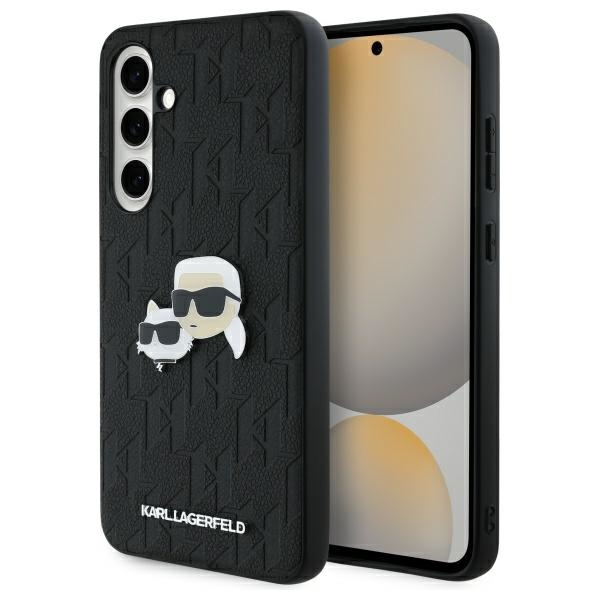 Husa pentru Samsung Galaxy S24 FE S721, Karl Lagerfeld, Monogram Karl & Choupette\'s Heads, Neagra