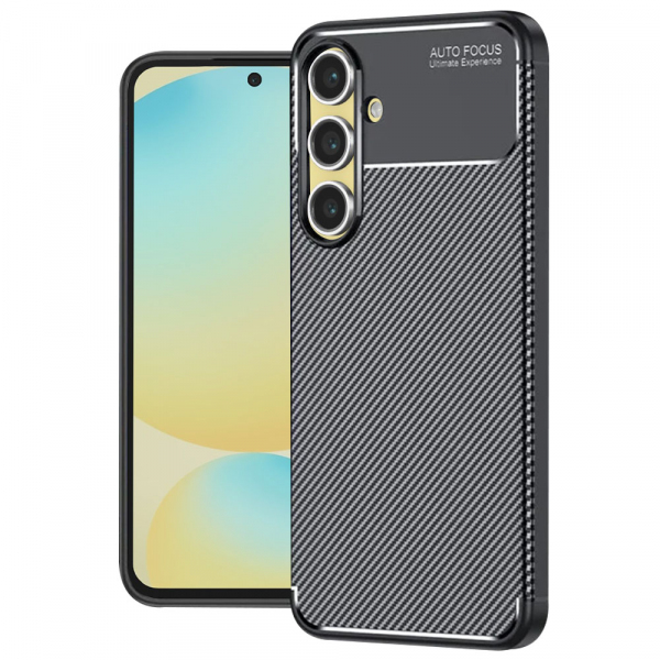Husa pentru Samsung Galaxy S24 FE S721, Techsuit, CarbonFiber, Neagra