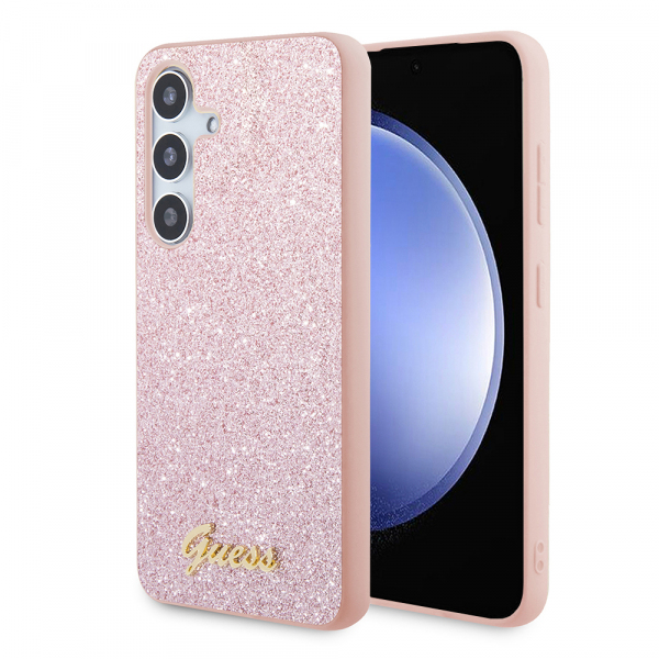 Husa pentru Samsung Galaxy S24+ S926, Guess, Glitter Script, Roz