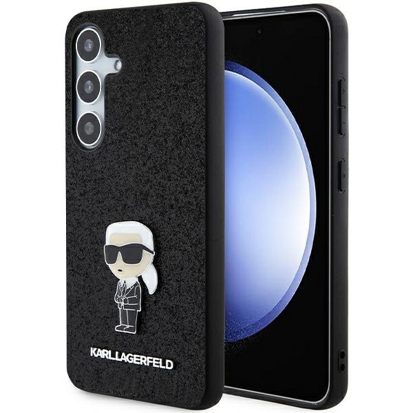 Husa pentru Samsung Galaxy S24+ S926, Karl Lagerfeld, Glitter Ikonik Karl Logo, Neagra