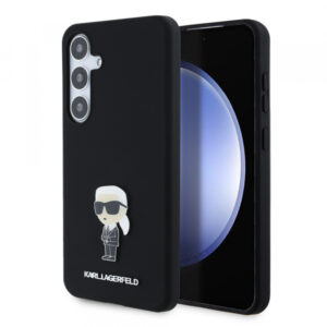 Husa pentru Samsung Galaxy S24+ S926, Karl Lagerfeld, Silicone Ikonik Karl Metal, Neagra