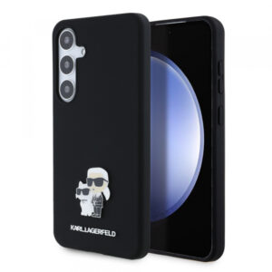 Husa pentru Samsung Galaxy S24+ S926, Karl Lagerfeld, Silicone Karl & Choupette Metal, Neagra