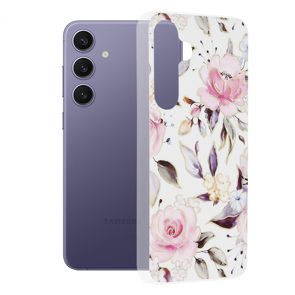 Husa pentru Samsung Galaxy S24+ S926, Techsuit, Marble, Alba