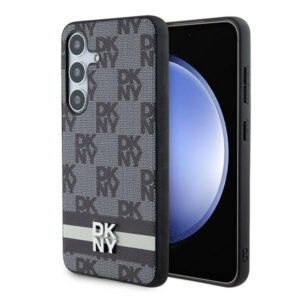Husa pentru Samsung Galaxy S24 S921, DKNY, Checkered Mono Pattern & Printed Stripes, Neagra
