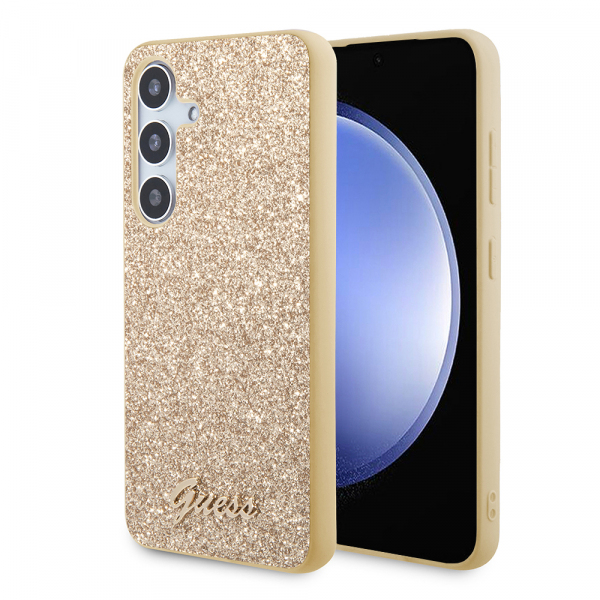Husa pentru Samsung Galaxy S24 S921, Guess, Glitter Script, Aurie