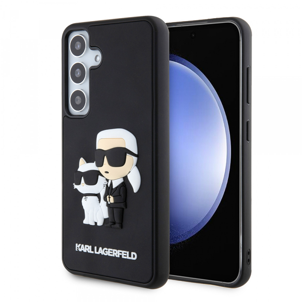 Husa pentru Samsung Galaxy S24 S921, Karl Lagerfeld, 3D Rubber Karl & Choupette, Neagra