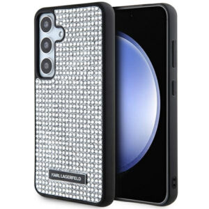 Husa pentru Samsung Galaxy S24 S921, Karl Lagerfeld, Rhinestone Metal Plate, Argintie