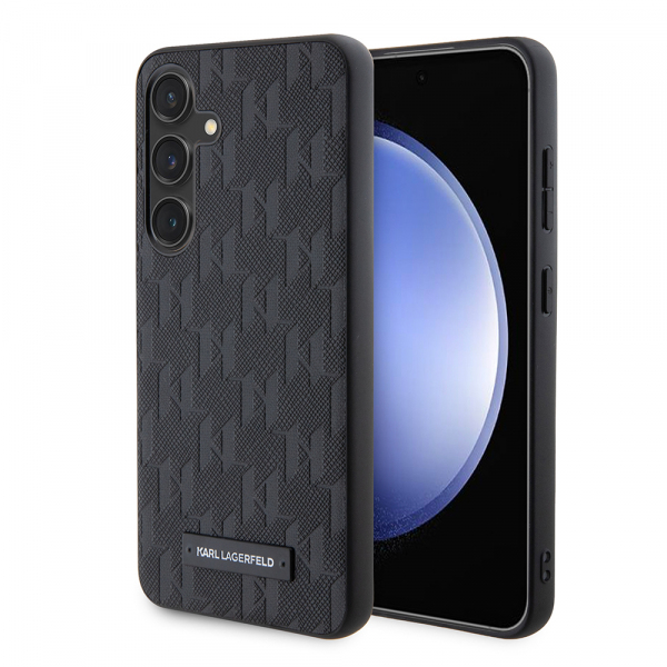 Husa pentru Samsung Galaxy S24 S921, Karl Lagerfeld, Saffiano Mono Metal Logo, Neagra