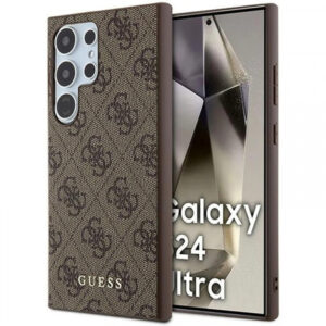 Husa pentru Samsung Galaxy S24 Ultra S928, Guess, 4G Metal Gold Logo, Maro
