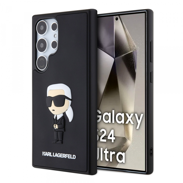 Husa pentru Samsung Galaxy S24 Ultra S928, Karl Lagerfeld, 3D Rubber Ikonik Karl, Neagra