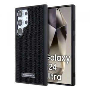 Husa pentru Samsung Galaxy S24 Ultra S928, Karl Lagerfeld, Rhinestone Metal Plate, Neagra