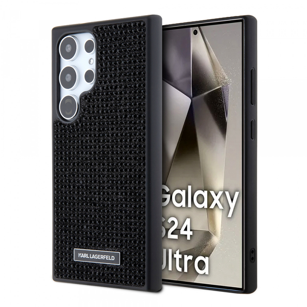 Husa pentru Samsung Galaxy S24 Ultra S928, Karl Lagerfeld, Rhinestone Metal Plate, Neagra