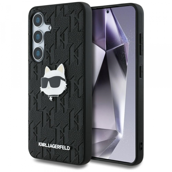 Husa pentru Samsung Galaxy S25+ S936, Karl Lagerfeld, Monogram Choupette\'s Head, Neagra