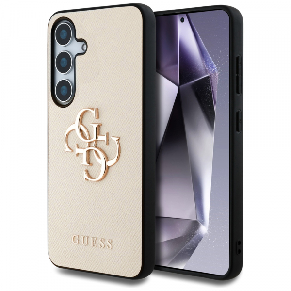 Husa pentru Samsung Galaxy S25 S931, Guess, 4G Grained Big and Classic Logo, Bej
