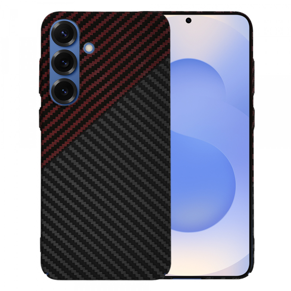 Husa pentru Samsung Galaxy S25 S931, Techsuit, Carbonite FiberShell, Neagra Rosie