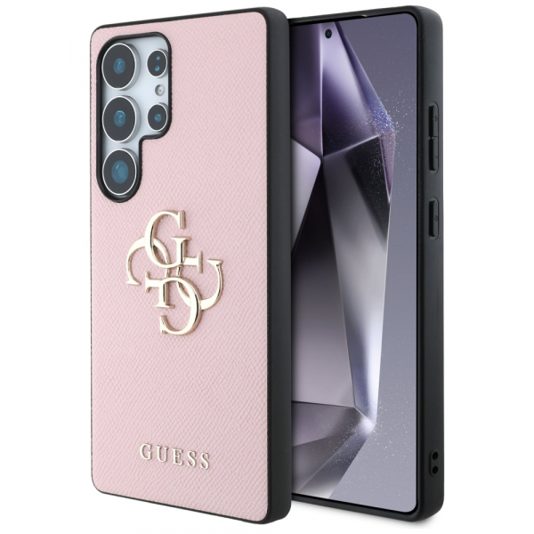 Husa pentru Samsung Galaxy S25 Ultra S938, Guess, 4G Grained Big and Classic Logo, Roz Neagra