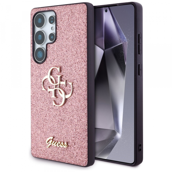 Husa pentru Samsung Galaxy S25 Ultra S938, Guess, Glitter Big 4G Script, Roz