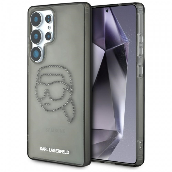 Husa pentru Samsung Galaxy S25 Ultra S938, Karl Lagerfeld, IML Rhinestones Karl\'s Head, Neagra