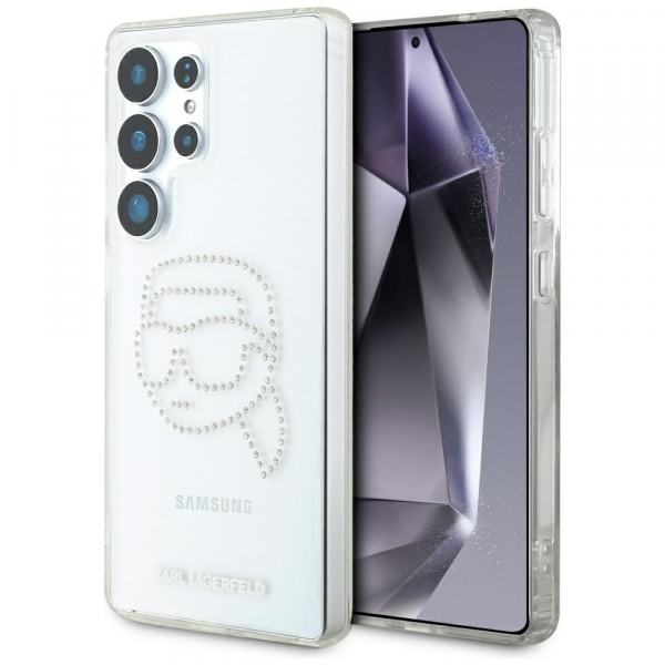 Husa pentru Samsung Galaxy S25 Ultra S938, Karl Lagerfeld, IML Rhinestones Karl\'s Head, Transparenta