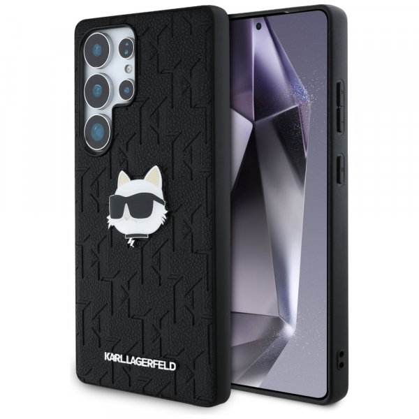 Husa pentru Samsung Galaxy S25 Ultra S938, Karl Lagerfeld, Monogram Choupette\'s Head, Neagra