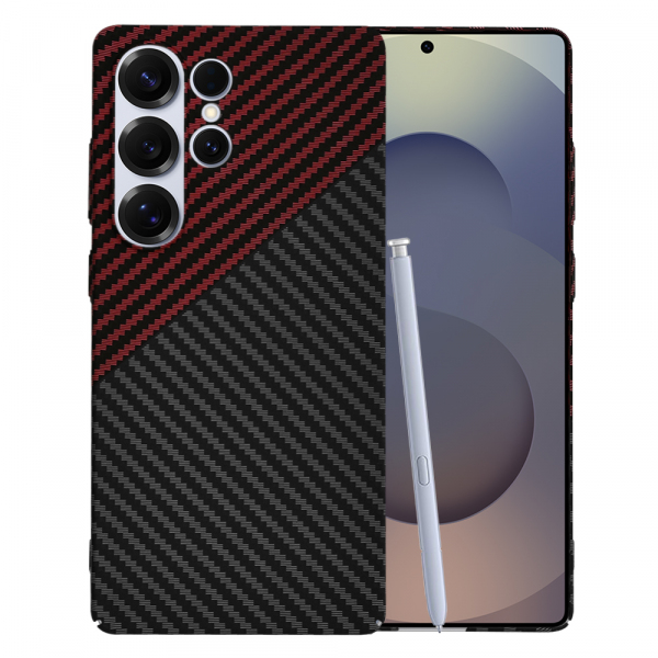 Husa pentru Samsung Galaxy S25 Ultra S938, Techsuit, Carbonite FiberShell, Neagra Rosie
