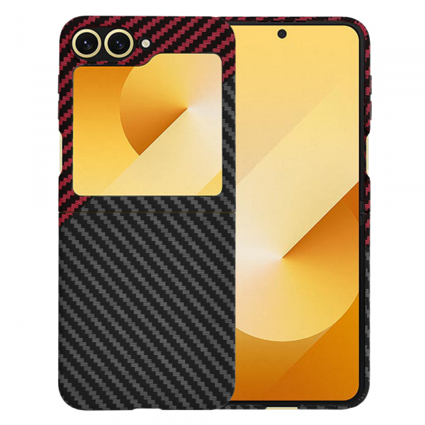 Husa pentru Samsung Galaxy Z Flip7 FE F761 / Z Flip6 F741, Techsuit, Carbonite FiberShell, Neagra Rosie