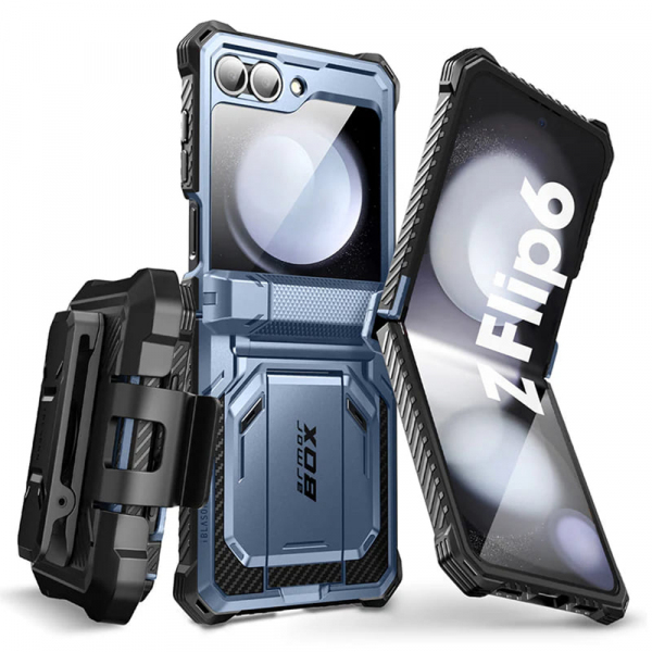 Husa pentru Samsung Galaxy Z Flip7 FE F761 / Z Flip6 F741, i-Blason, ArmorBox, Bleu