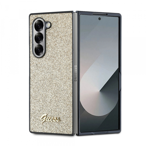 Husa pentru Samsung Galaxy Z Fold6 F956, Guess, Glitter Script, Aurie