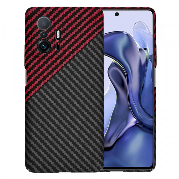 Husa pentru Xiaomi 11T / 11T Pro, Techsuit, Carbonite FiberShell, Neagra Rosie