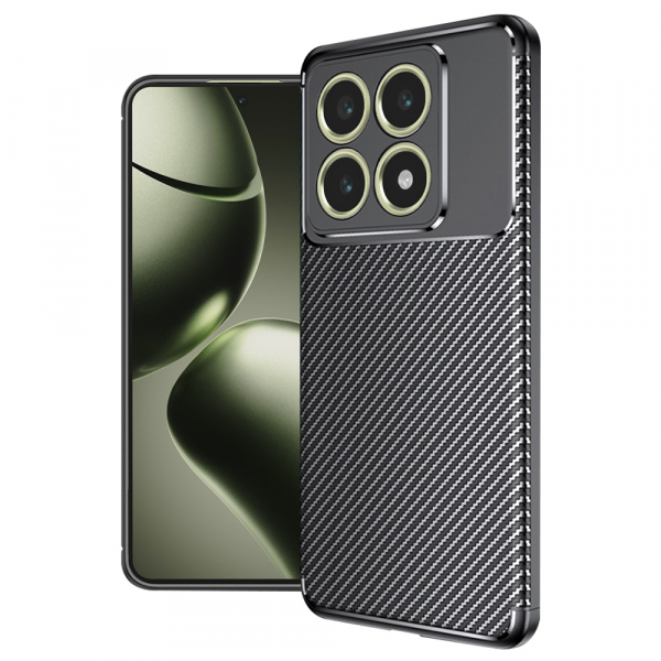 Husa pentru Xiaomi 14T, Techsuit, CarbonFiber, Neagra