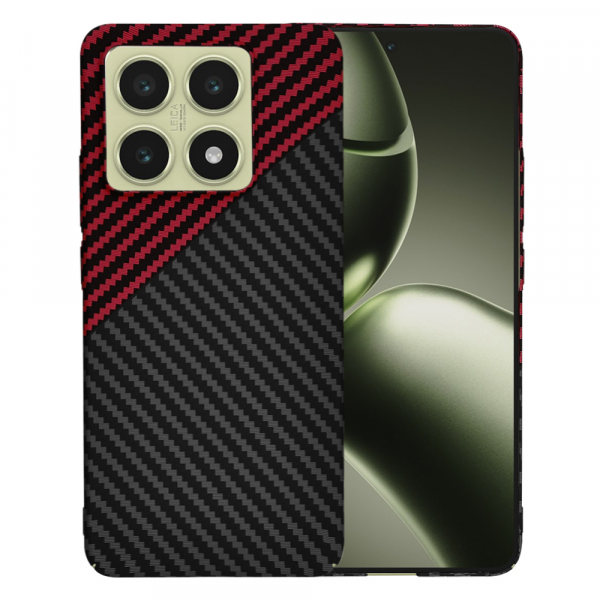 Husa pentru Xiaomi 14T, Techsuit, Carbonite FiberShell, Neagra Rosie
