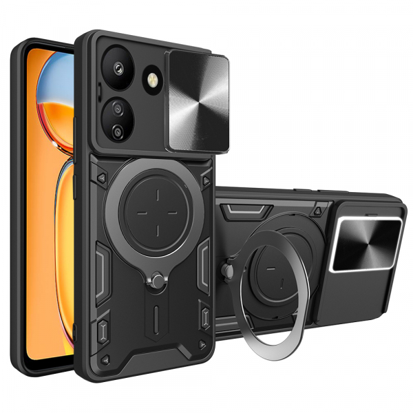 Husa pentru Xiaomi Poco C65 / Redmi 13C, Techsuit, CamGuard Pro, Neagra