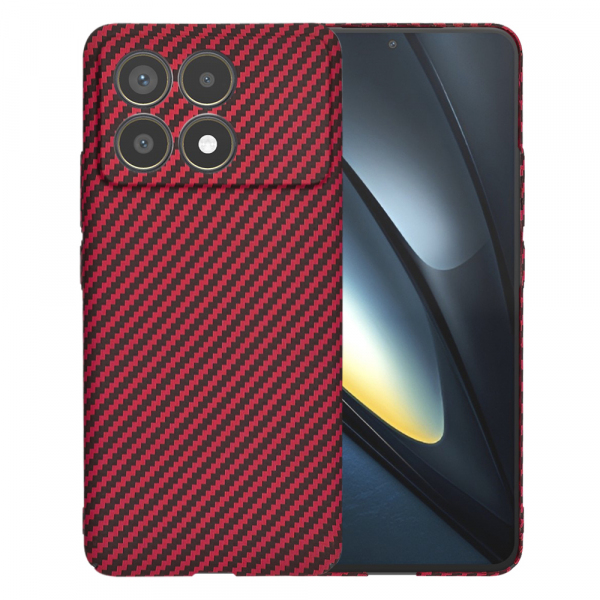 Husa pentru Xiaomi Poco F6 Pro, Techsuit, Carbonite FiberShell, Rosie
