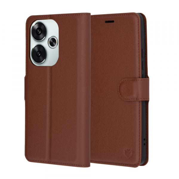 Husa pentru Xiaomi Poco F6, Techsuit, Leather Folio, Maro