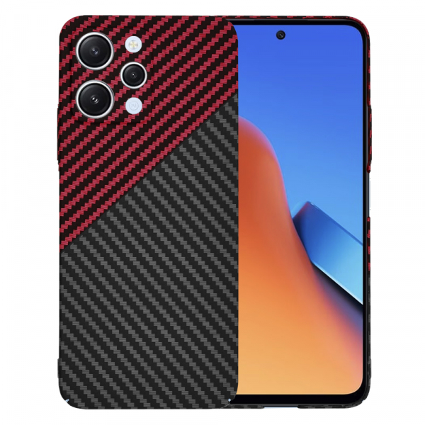 Husa pentru Xiaomi Redmi 12 5G / 12, Techsuit, Carbonite FiberShell, Neagra Rosie
