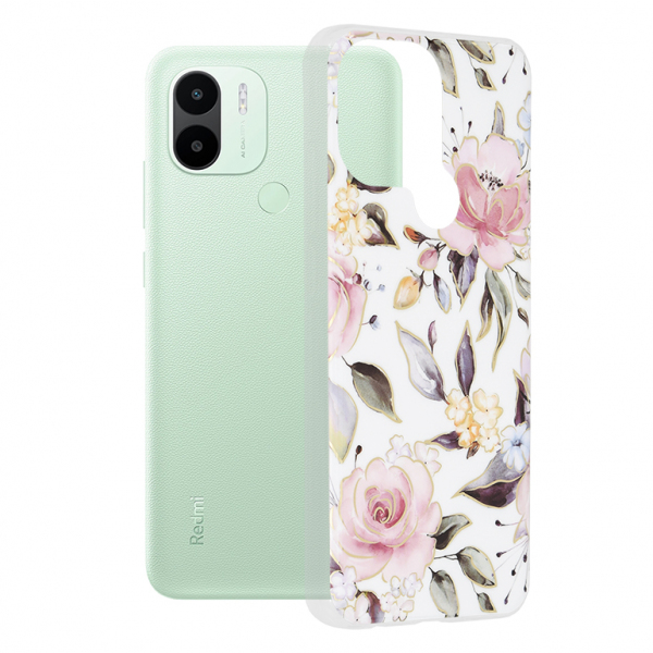 Husa pentru Xiaomi Redmi A2+ / A1+, Techsuit, Marble, Alba