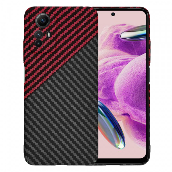 Husa pentru Xiaomi Redmi Note 12S, Techsuit, Carbonite FiberShell, Neagra Rosie