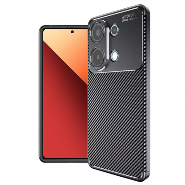 Husa pentru Xiaomi Redmi Note 13 Pro 4G / Poco M6 Pro 4G, Techsuit, CarbonFiber, Neagra