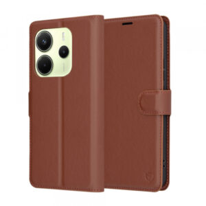 Husa pentru Xiaomi Redmi Note 14 4G (Standard), Techsuit, Leather Folio, Maro