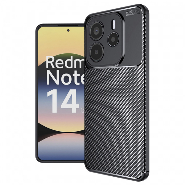 Husa pentru Xiaomi Redmi Note 14 5G, Techsuit, CarbonFiber, Neagra