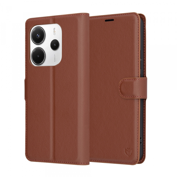 Husa pentru Xiaomi Redmi Note 14 5G, Techsuit, Leather Folio, Maro