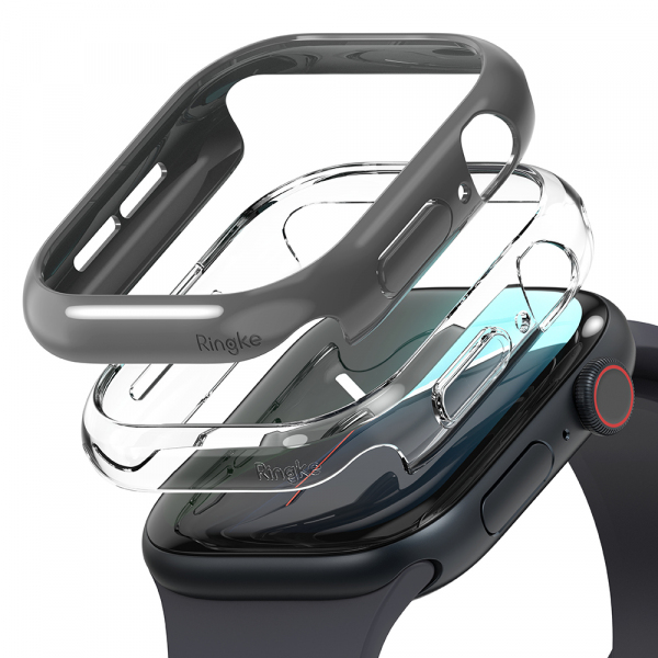 Husa Ringke Slim pentru Apple Watch Series 10 / 11 42mm, Set 2 bucati, Gri / Transparenta