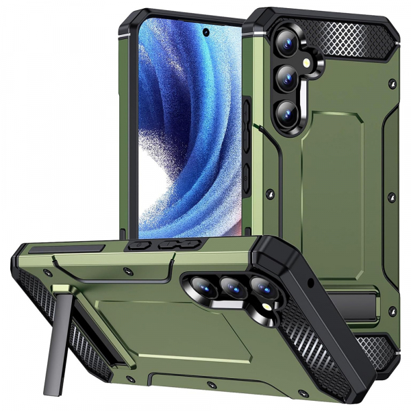 Husa pentru Samsung Galaxy A54 A546, Techsuit, Hybrid Armor Kickstand, Verde