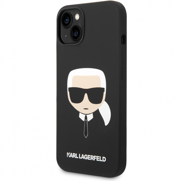 Husa pentru Apple iPhone 14 Plus, Karl Lagerfeld, Silicone Karl\'s Head, Neagra