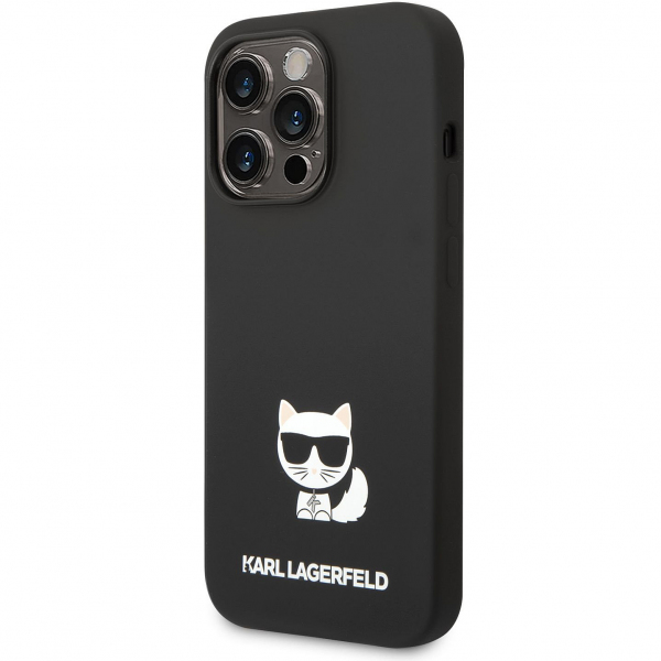 Husa pentru Apple iPhone 14 Pro, Karl Lagerfeld, Silicone Body Choupette, Neagra