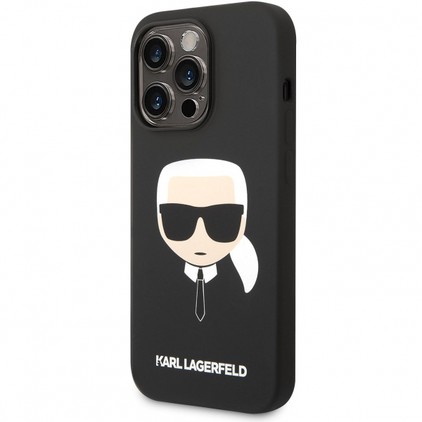Husa MagSafe pentru Apple iPhone 14 Pro, Karl Lagerfeld, Silicone Karl Head, Neagra