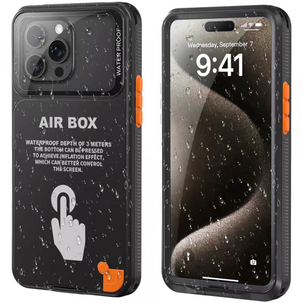 Husa Waterproof IP68 pentru Apple iPhone 16 Plus / 16 Pro Max / 15 Plus / 15 Pro Max / 14 Pro Max, ShellBox, AirBox, Neagra
