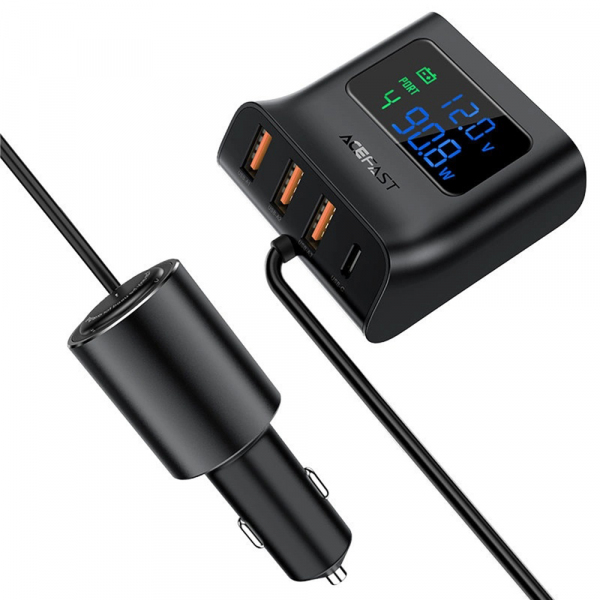 Incarcator Auto Acefast, 90W, 5A, 3 x USB-A - 1 x USB-C, Negru