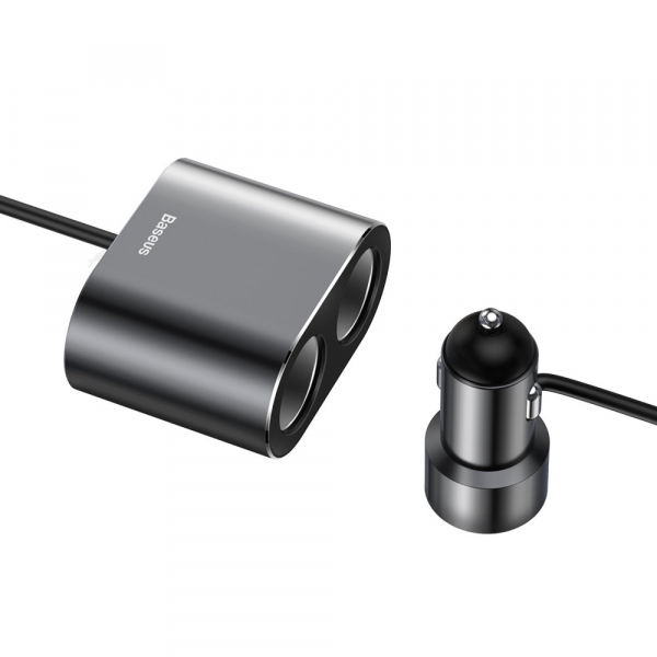 Incarcator Auto Baseus High Efficiency, 95W, 2.1A, 2 x USB-A - 2 x Extensie Bricheta, Gri CRDYQ-01